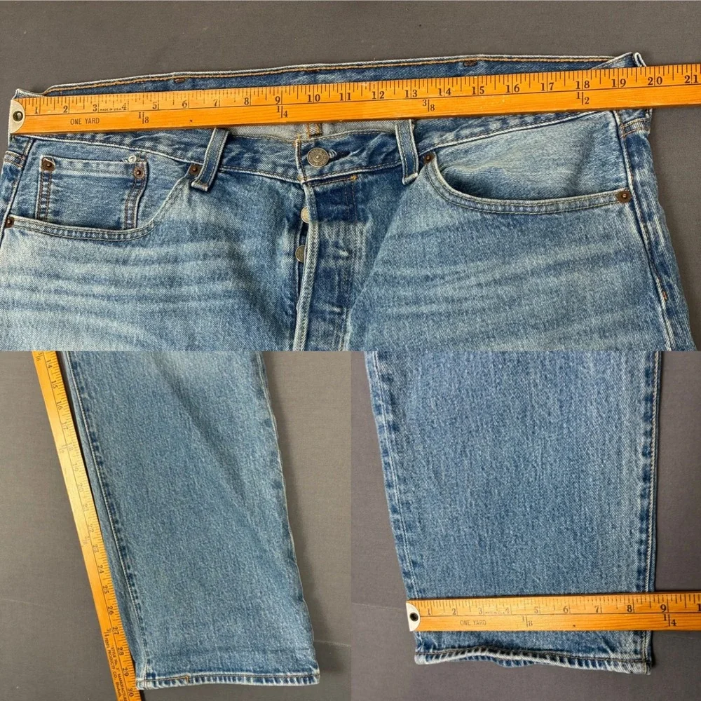 Levi's 501 Button Fly Light Wash Denim Jeans Men's Size 38x29